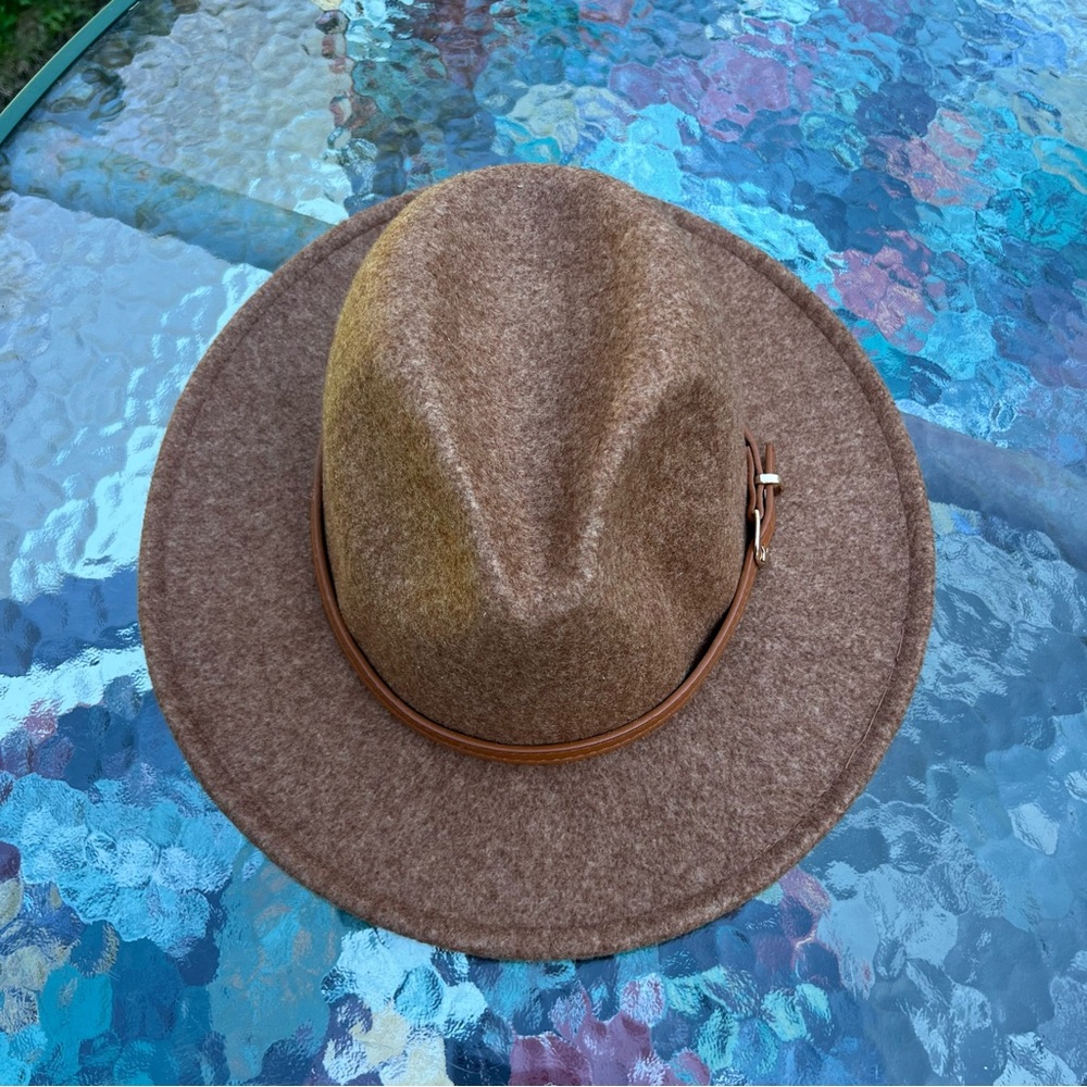 Brown Felt Fall Wide Brim Hat